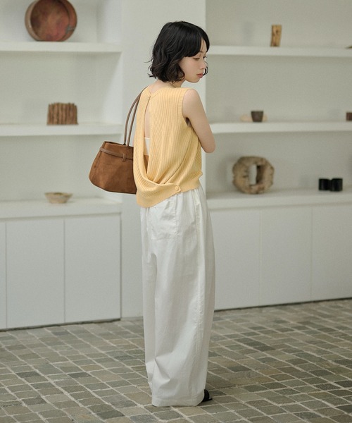LAULEN(ローレン)の「cotton double tuck wide pants /コットンダブルタックワイドパンツ(その他パンツ・レディース・ホワイト/ブラック・FREE)」の15枚目の写真