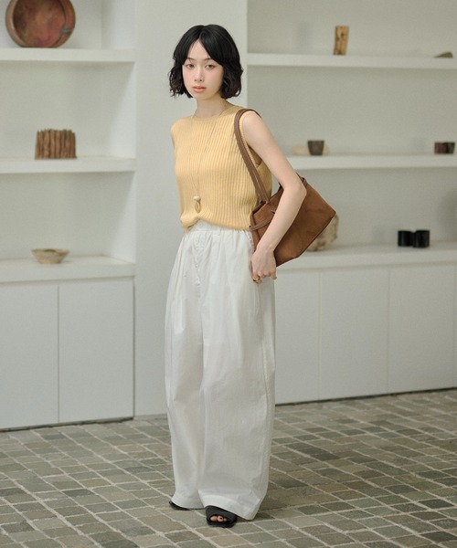 LAULEN(ローレン)の「cotton double tuck wide pants /コットンダブルタックワイドパンツ(その他パンツ・レディース・ホワイト/ブラック・FREE)」の16枚目の写真