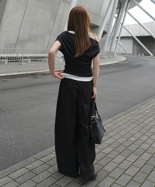 LAULEN(ローレン)の「cotton double tuck wide pants /コットンダブルタックワイドパンツ(その他パンツ・レディース・ホワイト/ブラック・FREE)」の22枚目の写真