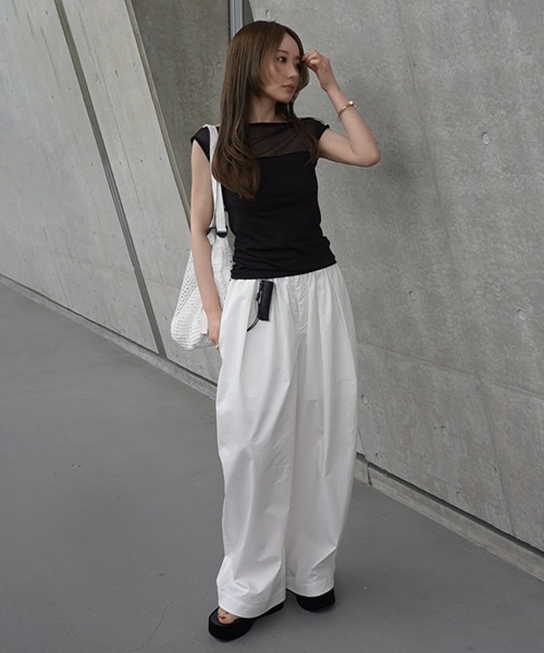 LAULEN(ローレン)の「cotton double tuck wide pants /コットンダブルタックワイドパンツ(その他パンツ・レディース・ホワイト/ブラック・FREE)」の21枚目の写真