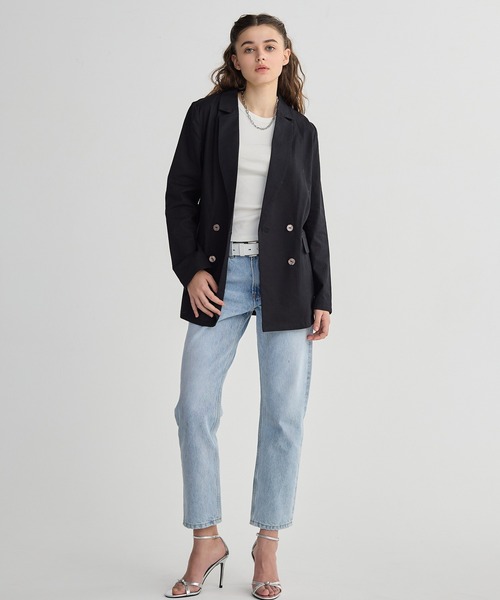 BIRTHDAY BASH（バースデイバッシュ）の「LINEN OVER DOUBLE BREASTED JACKET（テーラードジャケット・レディース・ベージュ/ピンク/ブラック・FREE）」の4枚目の写真