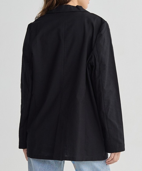 BIRTHDAY BASH（バースデイバッシュ）の「LINEN OVER DOUBLE BREASTED JACKET（テーラードジャケット・レディース・ベージュ/ピンク/ブラック・FREE）」の6枚目の写真