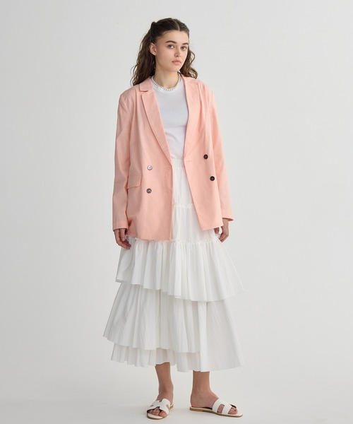 BIRTHDAY BASH（バースデイバッシュ）の「LINEN OVER DOUBLE BREASTED JACKET（テーラードジャケット・レディース・ベージュ/ピンク/ブラック・FREE）」の7枚目の写真