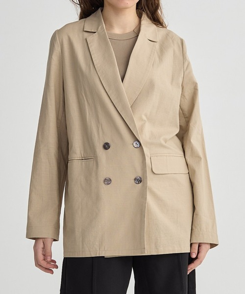 BIRTHDAY BASH（バースデイバッシュ）の「LINEN OVER DOUBLE BREASTED JACKET（テーラードジャケット・レディース・ベージュ/ピンク/ブラック・FREE）」の10枚目の写真