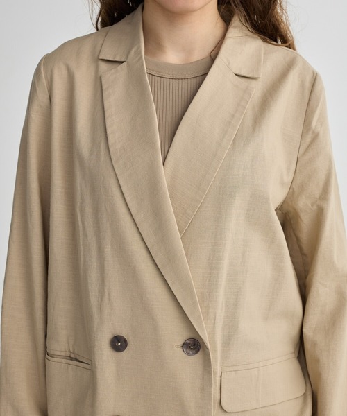 BIRTHDAY BASH（バースデイバッシュ）の「LINEN OVER DOUBLE BREASTED JACKET（テーラードジャケット・レディース・ベージュ/ピンク/ブラック・FREE）」の12枚目の写真