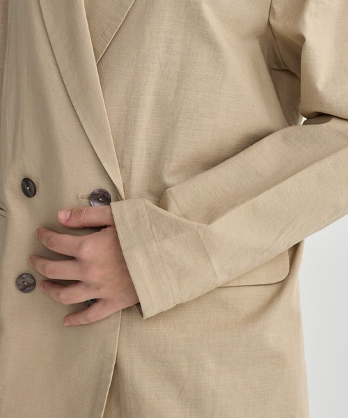 BIRTHDAY BASH（バースデイバッシュ）の「LINEN OVER DOUBLE BREASTED JACKET（テーラードジャケット・レディース・ベージュ/ピンク/ブラック・FREE）」の13枚目の写真