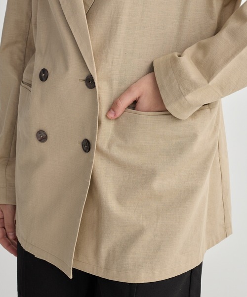 BIRTHDAY BASH（バースデイバッシュ）の「LINEN OVER DOUBLE BREASTED JACKET（テーラードジャケット・レディース・ベージュ/ピンク/ブラック・FREE）」の14枚目の写真
