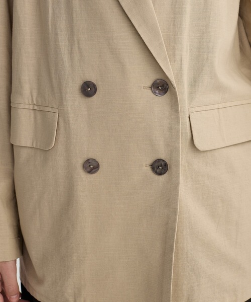 BIRTHDAY BASH（バースデイバッシュ）の「LINEN OVER DOUBLE BREASTED JACKET（テーラードジャケット・レディース・ベージュ/ピンク/ブラック・FREE）」の15枚目の写真