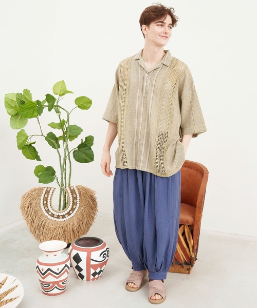 チャイハネ(チャイハネ)の「【チャイハネ】ダブルガーゼMEN'Sバルーンパンツ(その他パンツ・メンズ・ブラック/ブルー/ベージュ・FREE)」の14枚目の写真