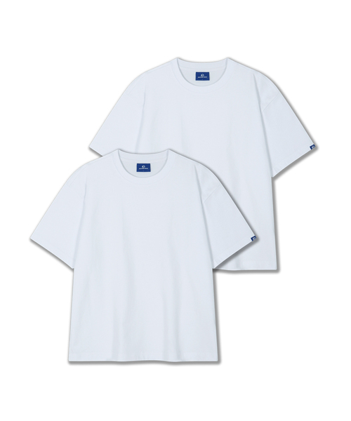 DOLPHIN WAVE APPAREL（ドルフィンウェーブアパレル）の「[2PACK] ドルフィンルーズクロップ半袖Tシャツ2パック（Tシャツ/カットソー・メンズ・ホワイト×ホワイト/ホワイト×ブラック/ブラック×ブラック・MEDIUM/LARGE/X-LARGE）」の2枚目の写真