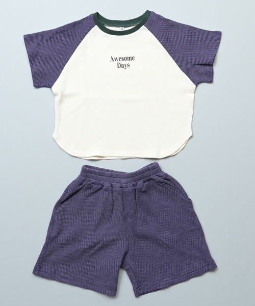 LSP WOW(エルエスピーワオ)の「フェードワッフル配色ラグランセットアップ/上下セット(セットアップ・キッズ・パープル/ライトブルー/マスタード/ブルー/ブラウン/オレンジ・100/95/90/80/120/130/110)」の17枚目の写真