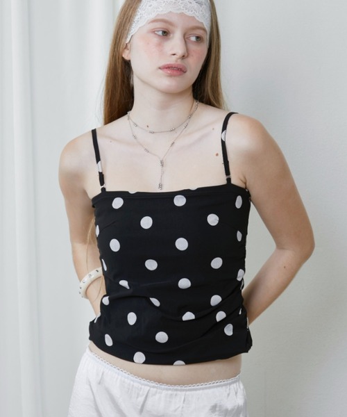 Rohwel（ローウェル）の「Polka Dot Camisole Top / ポルカドットキャミソールトップス（キャミソール・レディース・ブラック/ホワイト・FREE）」の2枚目の写真