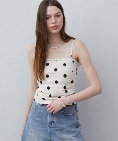 Rohwel（ローウェル）の「Polka Dot Camisole Top / ポルカドットキャミソールトップス（キャミソール・レディース・ブラック/ホワイト・FREE）」の5枚目の写真