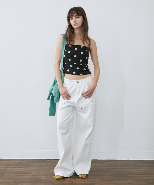 Rohwel（ローウェル）の「Polka Dot Camisole Top / ポルカドットキャミソールトップス（キャミソール・レディース・ブラック/ホワイト・FREE）」の18枚目の写真