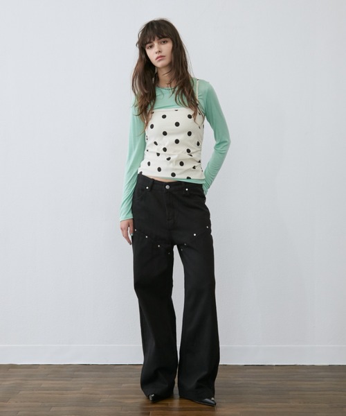 Rohwel（ローウェル）の「Polka Dot Camisole Top / ポルカドットキャミソールトップス（キャミソール・レディース・ブラック/ホワイト・FREE）」の12枚目の写真