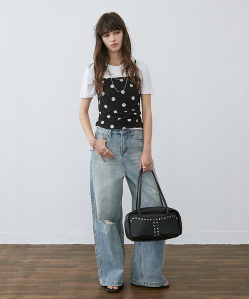 Rohwel（ローウェル）の「Polka Dot Camisole Top / ポルカドットキャミソールトップス（キャミソール・レディース・ブラック/ホワイト・FREE）」の21枚目の写真
