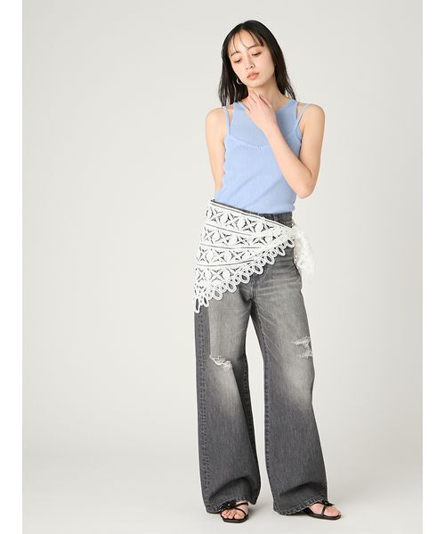 FRAY I.D(フレイアイディー)の「ハイライズダメージデニムパンツ(デニムパンツ・レディース・ブラック/ライトブルー・0/1)」の16枚目の写真