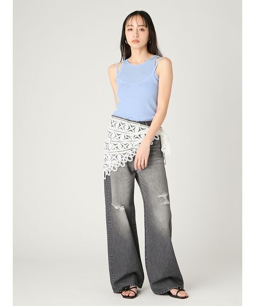 FRAY I.D(フレイアイディー)の「ハイライズダメージデニムパンツ(デニムパンツ・レディース・ブラック/ライトブルー・0/1)」の15枚目の写真
