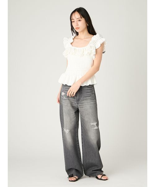 FRAY I.D(フレイアイディー)の「ハイライズダメージデニムパンツ(デニムパンツ・レディース・ブラック/ライトブルー・0/1)」の11枚目の写真