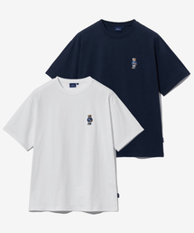 [2PACK] エンブロイダリーダン半袖Tシャツ ホワイト/ネイビー