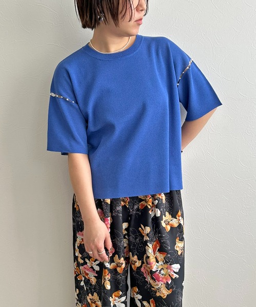 LHELBIE(レルビエ)の「【洗えるニット】パールデザインニットトップス(Tシャツ/カットソー・レディース・アイボリー/ピンク/ブルー/ブラック・M)」の9枚目の写真