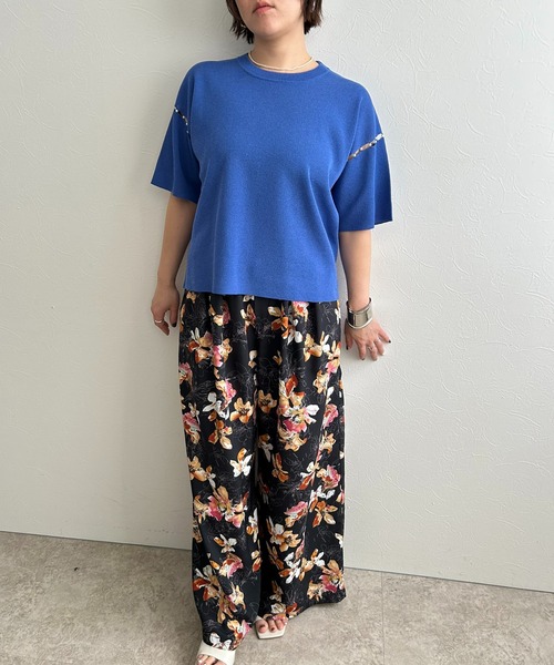 LHELBIE(レルビエ)の「【洗えるニット】パールデザインニットトップス(Tシャツ/カットソー・レディース・アイボリー/ピンク/ブルー/ブラック・M)」の10枚目の写真