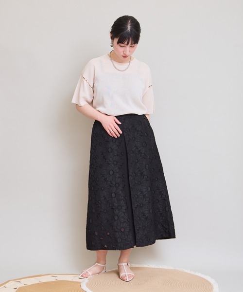 LHELBIE(レルビエ)の「【洗えるニット】パールデザインニットトップス(Tシャツ/カットソー・レディース・アイボリー/ピンク/ブルー/ブラック・M)」の13枚目の写真