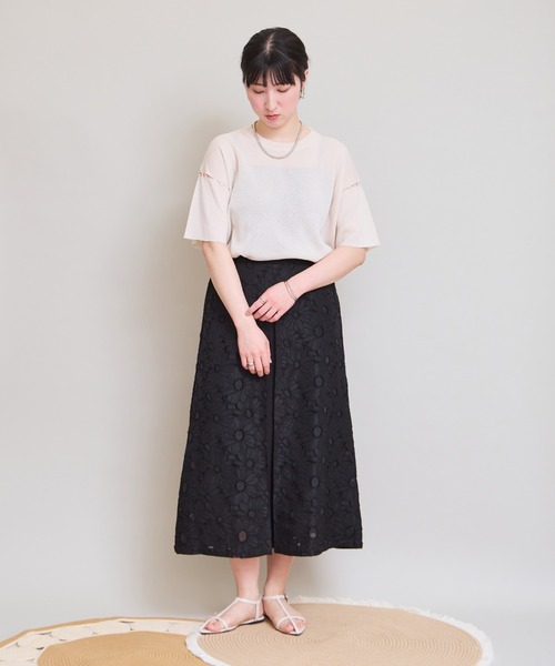 LHELBIE(レルビエ)の「【洗えるニット】パールデザインニットトップス(Tシャツ/カットソー・レディース・アイボリー/ピンク/ブルー/ブラック・M)」の6枚目の写真