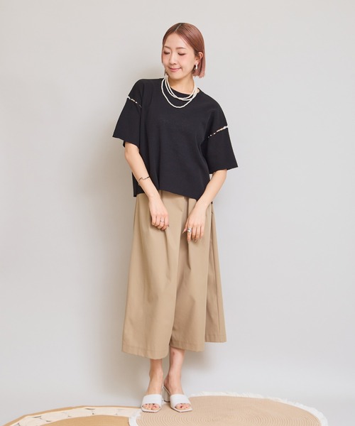 LHELBIE(レルビエ)の「【洗えるニット】パールデザインニットトップス(Tシャツ/カットソー・レディース・アイボリー/ピンク/ブルー/ブラック・M)」の8枚目の写真