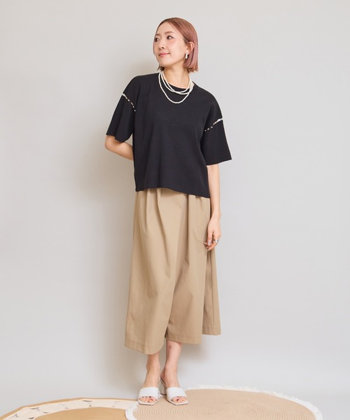 LHELBIE(レルビエ)の「【洗えるニット】パールデザインニットトップス(Tシャツ/カットソー・レディース・アイボリー/ピンク/ブルー/ブラック・M)」の17枚目の写真