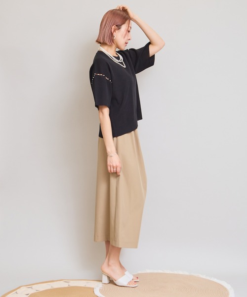 LHELBIE(レルビエ)の「【洗えるニット】パールデザインニットトップス(Tシャツ/カットソー・レディース・アイボリー/ピンク/ブルー/ブラック・M)」の18枚目の写真