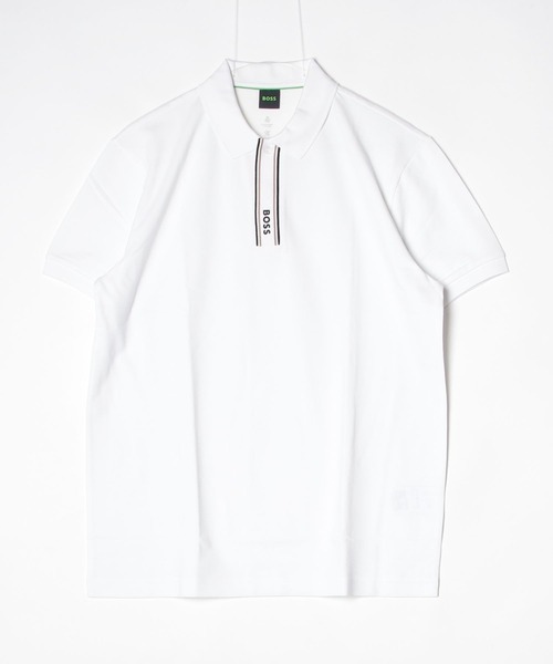 BOSS(ボス)の「Paddy ポロシャツ ストライププラケット&ロゴ(ポロシャツ・メンズ・グリーン/ブラック/ホワイト・L/XXL/XXXL/M/S/XL)」の2枚目の写真
