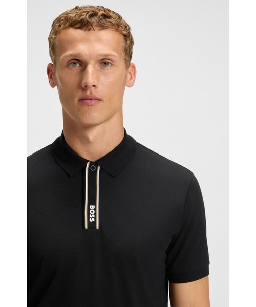 BOSS(ボス)の「Paddy ポロシャツ ストライププラケット&ロゴ(ポロシャツ・メンズ・グリーン/ブラック・L/XXL/XXXL/M/S/XL)」の3枚目の写真
