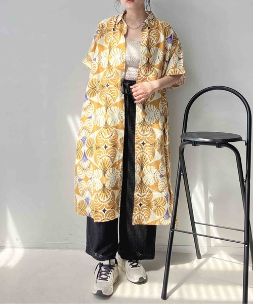 AS KNOW AS plus（アズノゥアズプラス）の「◯ゆったり涼しげ 選んでアソート テロリとシャツワンピース 接触冷感機能付き（ワンピース・レディース・ブラック系/イエロー系/ブルー系・FREE）」の17枚目の写真
