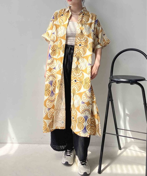 AS KNOW AS plus（アズノゥアズプラス）の「◯ゆったり涼しげ 選んでアソート テロリとシャツワンピース 接触冷感機能付き（ワンピース・レディース・ブラック系/イエロー系/ブルー系・FREE）」の18枚目の写真