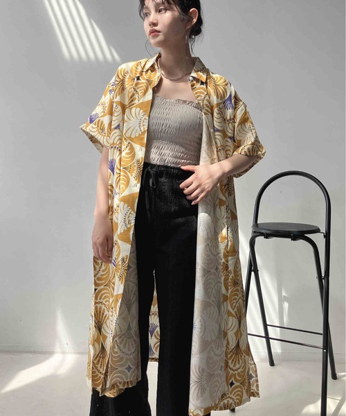 AS KNOW AS plus（アズノゥアズプラス）の「◯ゆったり涼しげ 選んでアソート テロリとシャツワンピース 接触冷感機能付き（ワンピース・レディース・ブラック系/イエロー系/ブルー系・FREE）」の22枚目の写真