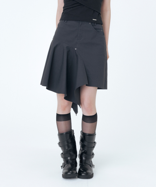 セール】One side draped midi skirt CHARCOAL（スカート）｜Miseki