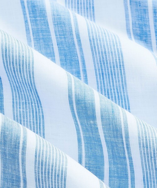 BROOKS BROTHERS(ブルックスブラザーズ)の「アイリッシュリネン ストライプ キャンプシャツ Regular Fit(シャツ/ブラウス・メンズ・ホワイト×ブルー/マルチ・MEDIUM/SMALL/X-LARGE/LARGE)」の7枚目の写真