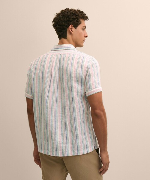 BROOKS BROTHERS(ブルックスブラザーズ)の「アイリッシュリネン ストライプ キャンプシャツ Regular Fit(シャツ/ブラウス・メンズ・ホワイト×ブルー/マルチ・MEDIUM/SMALL/X-LARGE/LARGE)」の9枚目の写真