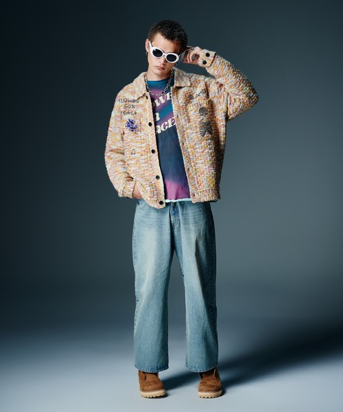 glamb(グラム)の「Leather Combination Wide Denim / レザーコンビネーションワイドデニム(デニムパンツ・メンズ・インディゴブルー/ブラック・S/M/L)」の16枚目の写真