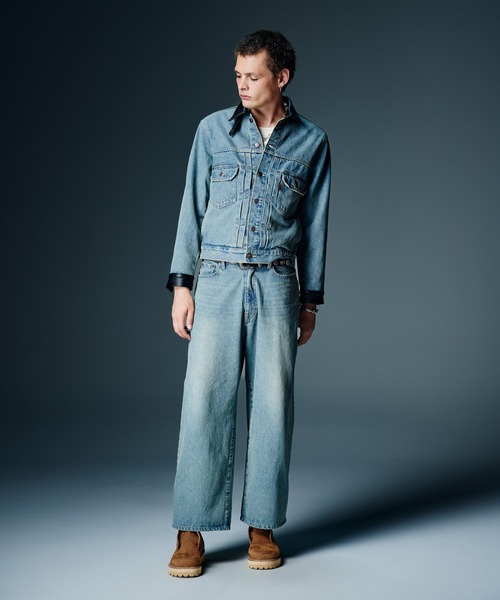 glamb(グラム)の「Leather Combination Wide Denim / レザーコンビネーションワイドデニム(デニムパンツ・メンズ・インディゴブルー/ブラック・S/M/L)」の13枚目の写真