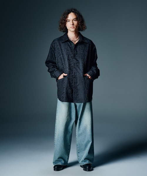 glamb(グラム)の「Leather Combination Wide Denim / レザーコンビネーションワイドデニム(デニムパンツ・メンズ・インディゴブルー/ブラック・S/M/L)」の17枚目の写真