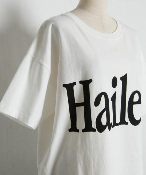 &. NOSTALGIA（アンドドットノスタルジア）の「HaileyビッグロゴTシャツ（Tシャツ/カットソー・レディース・オフホワイト/チャコールグレー・M）」の8枚目の写真