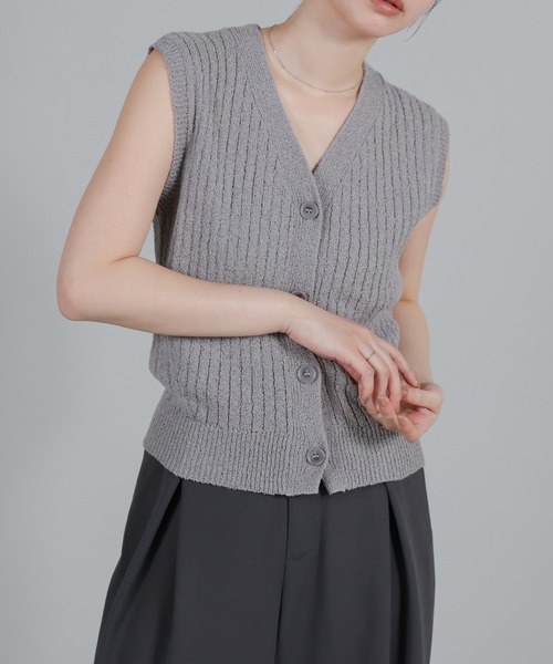 select MOCA Et（セレクトモカエト）の「【Et】Linen-like Boucle Vest（ベスト・レディース・グレー/ベージュ/ブラック・FREE）」の7枚目の写真