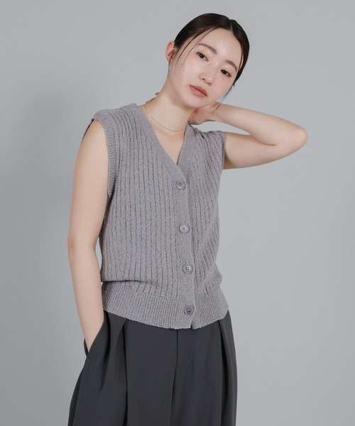 select MOCA Et（セレクトモカエト）の「【Et】Linen-like Boucle Vest（ベスト・レディース・グレー/ベージュ/ブラック・FREE）」の8枚目の写真