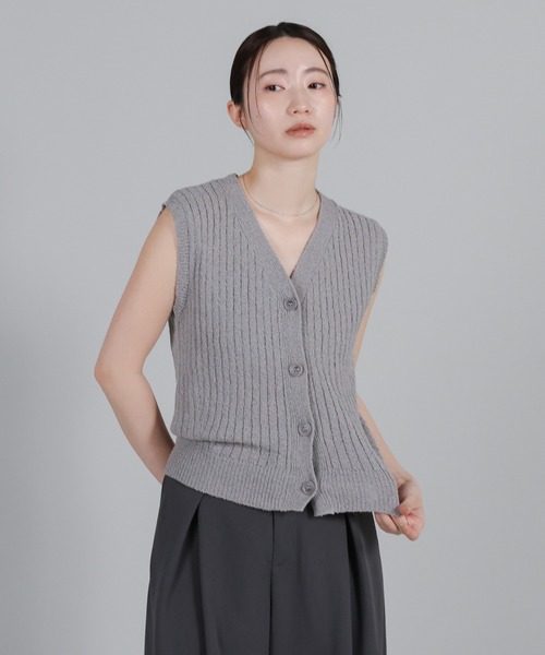 select MOCA Et（セレクトモカエト）の「【Et】Linen-like Boucle Vest（ベスト・レディース・グレー/ベージュ/ブラック・FREE）」の10枚目の写真