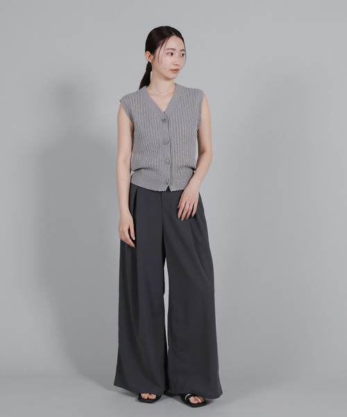 select MOCA Et（セレクトモカエト）の「【Et】Linen-like Boucle Vest（ベスト・レディース・グレー/ベージュ/ブラック・FREE）」の4枚目の写真