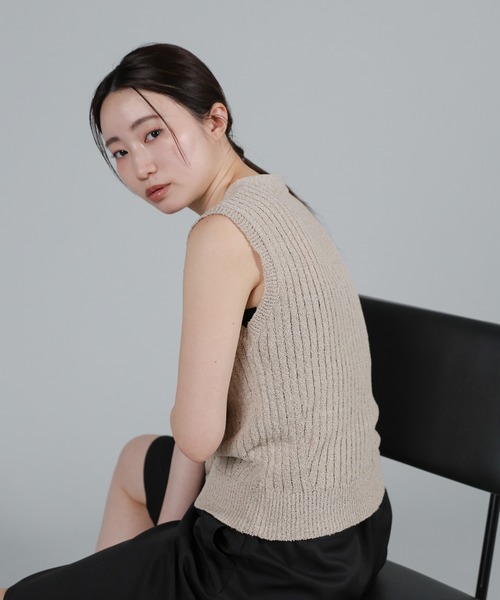 select MOCA Et（セレクトモカエト）の「【Et】Linen-like Boucle Vest（ベスト・レディース・グレー/ベージュ/ブラック・FREE）」の22枚目の写真