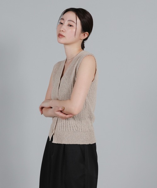 select MOCA Et（セレクトモカエト）の「【Et】Linen-like Boucle Vest（ベスト・レディース・グレー/ベージュ/ブラック・FREE）」の19枚目の写真