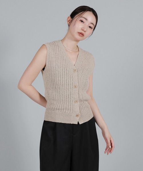 select MOCA Et（セレクトモカエト）の「【Et】Linen-like Boucle Vest（ベスト・レディース・グレー/ベージュ/ブラック・FREE）」の16枚目の写真